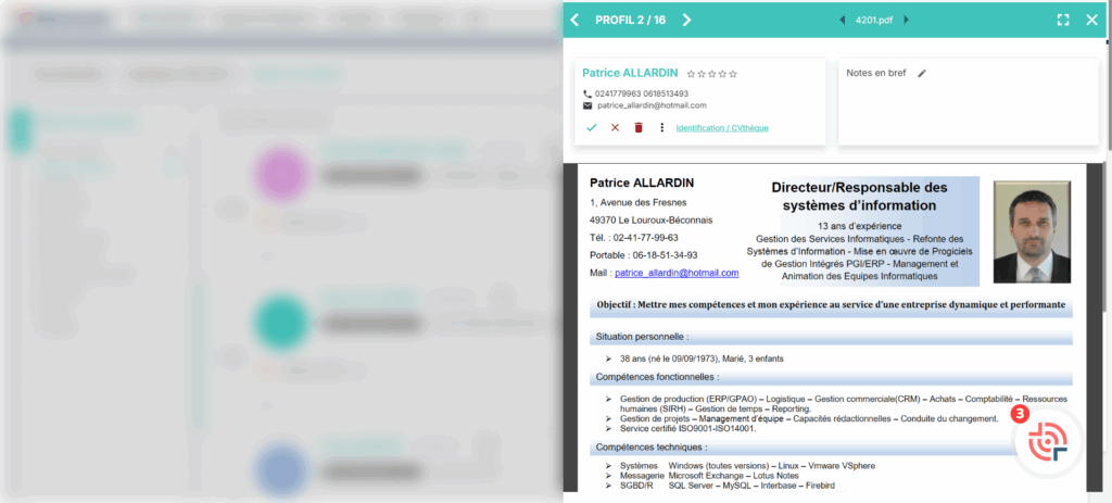 01. Ouvrez un CV depuis votre ATS​